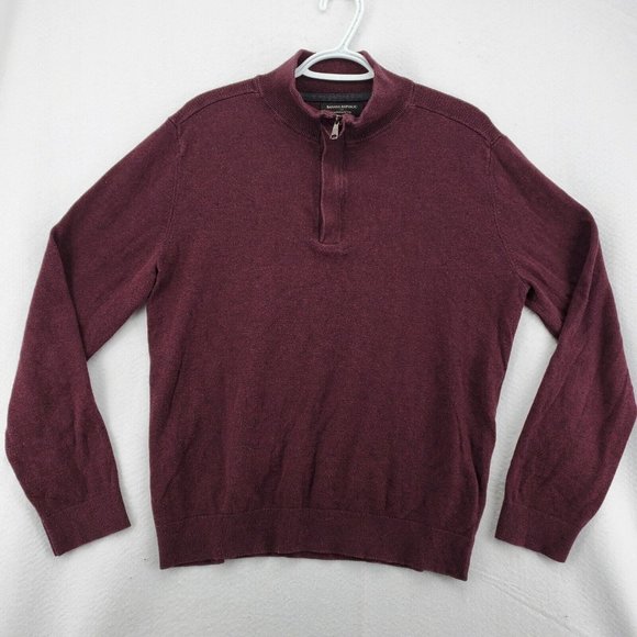 Banana Republic Sweater Men's Long Sleeve 1/4 Zip Pullover High Neck Purple Med - Picture 2 of 12